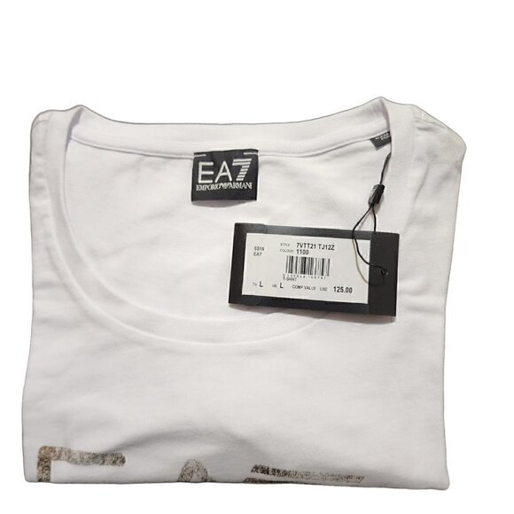 Emporio Armani Womens T-shirt Short‎ Sleeve EA7 Logo White Size XL - Picture 3 of 6